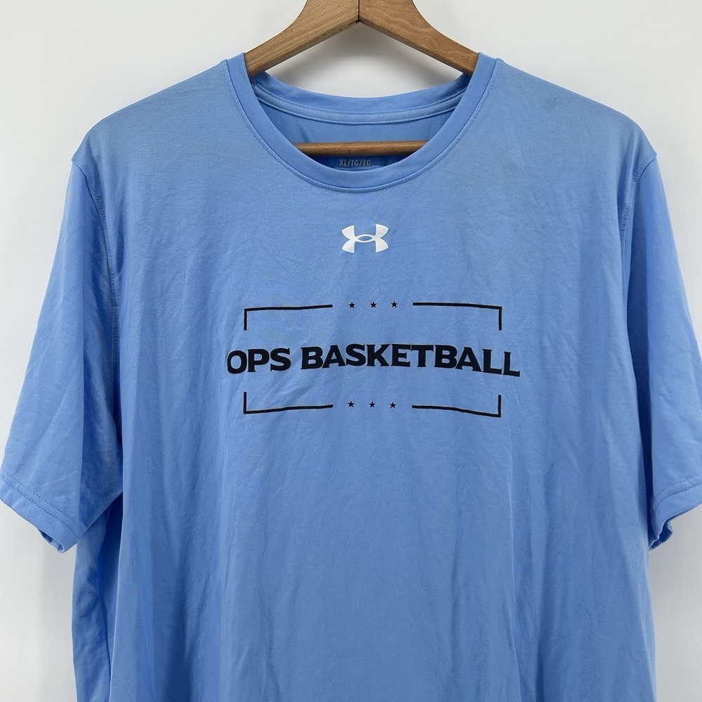 Under Armour Team Tech OPS Basketball Shirt Mens Blue Performance Athleisure NWT - Picture 2 of 7